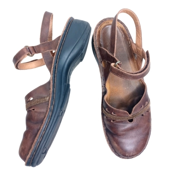 NAOT Boho Brown Leather Sz 41 Mary Jane Sandals - Picture 1 of 10